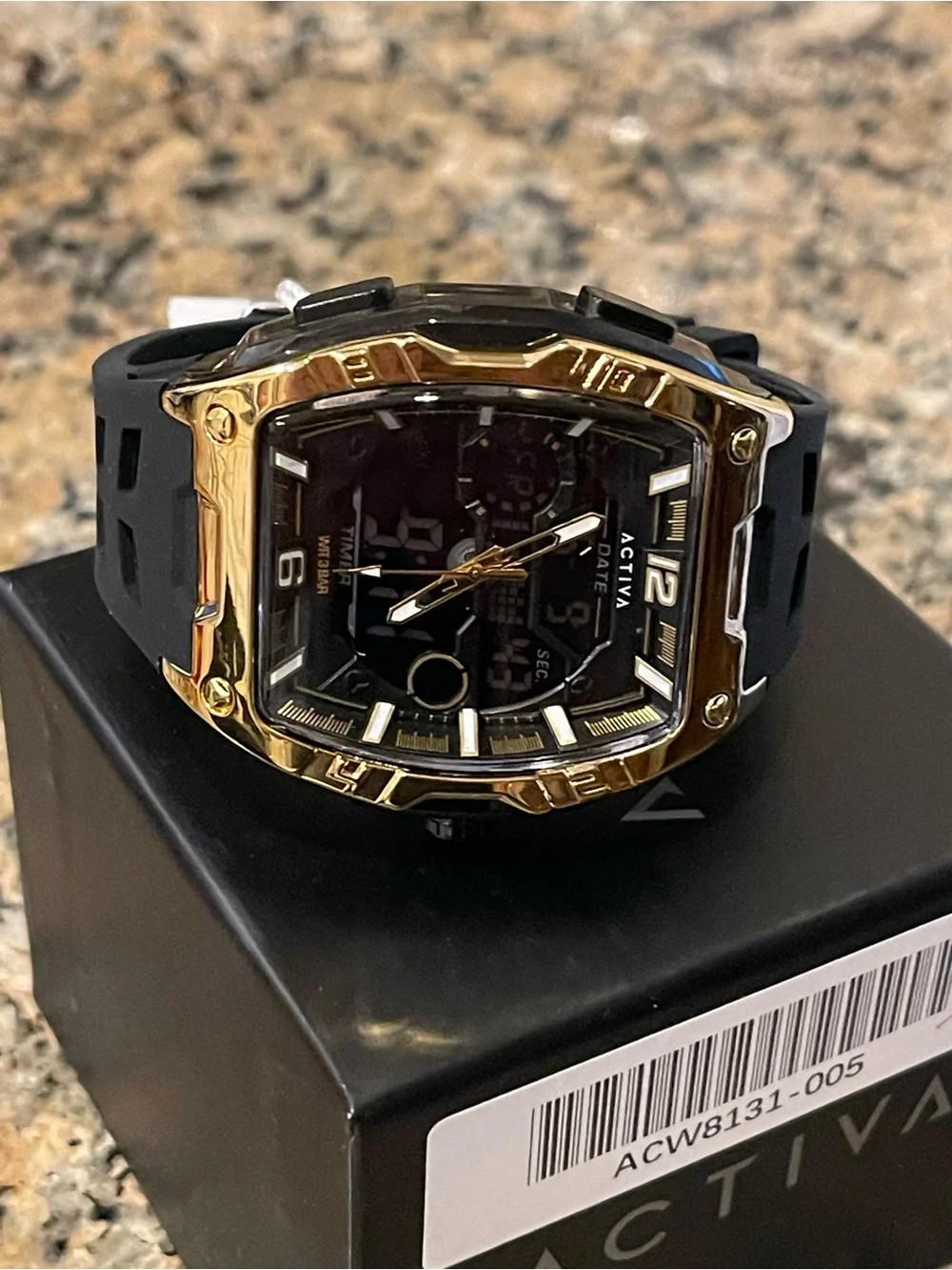 Activa X Invicta Digital, Analog Men's Watch - 50mm. Black Gold  (ACW8131-005)